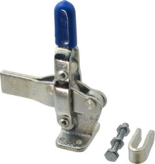 Gibraltar - 600 Lb Holding Capacity, Vertical Handle, Manual Hold Down Toggle Clamp - 66° Handle Movement, 75° Bar Opening, Solid Bar, Flanged Base, Electro-Plated Zinc, Carbon Steel - Americas Industrial Supply