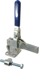 Gibraltar - 1,400 Lb Holding Capacity, Vertical Handle, Manual Hold Down Toggle Clamp - 66° Handle Movement, 78° Bar Opening, Solid Bar, Flanged Base, Electro-Plated Zinc, Carbon Steel - Americas Industrial Supply