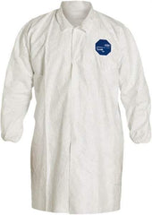 Dupont - Size M White Disposable Chemical Resistant Lab Coat - Tyvek, Snap Front, Elastic Cuff - Americas Industrial Supply