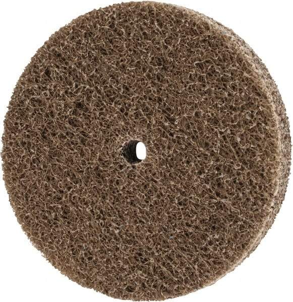 Merit Abrasives - 3" Diam, 1/2" Face Width, 1/4" Center Hole, Fine Grade, Aluminum Oxide Deburring Wheel - Unitized, Soft Density 2 Grade, 18,000 RPM - Americas Industrial Supply