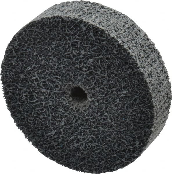 Merit Abrasives - 2" Diam, 1/2" Face Width, 1/4" Center Hole, Fine Grade, Silicon Carbide Deburring Wheel - Unitized, Medium Density 6 Grade, 22,000 RPM - Americas Industrial Supply