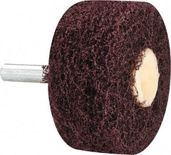 Merit Abrasives - 2" Diam, Medium Mounted Scrubber Buffing Wheel - 3 Ply, Medium Grade, 1/4" Shank Diam, 12,000 RPM - Americas Industrial Supply