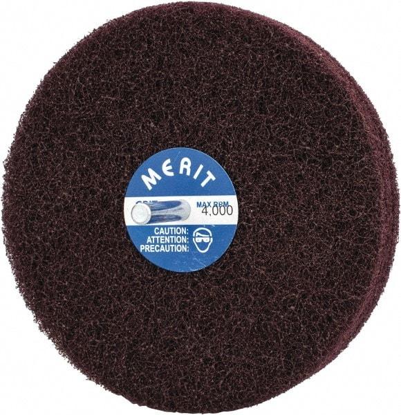 Merit Abrasives - 5" Diam, Medium Mounted Scrubber Buffing Wheel - 3 Ply, Medium Grade, 1/4" Shank Diam, 4,000 RPM - Americas Industrial Supply