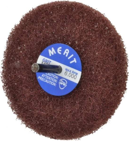 Merit Abrasives - 4" Diam, Medium Mounted Scrubber Buffing Wheel - 1 Ply, Medium Grade, 1/4" Shank Diam, 6,000 RPM - Americas Industrial Supply