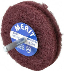 Merit Abrasives - 3" Diam, Medium Mounted Scrubber Buffing Wheel - 2 Ply, Very Fine Grade, 1/4" Shank Diam, 8,000 RPM - Americas Industrial Supply