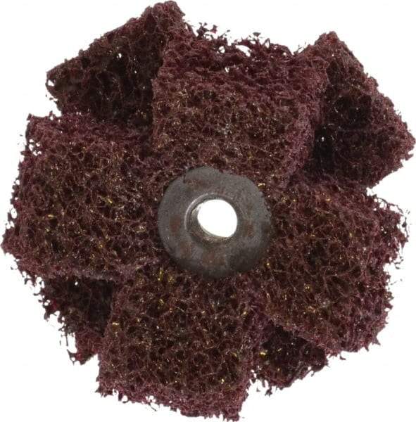 Merit Abrasives - 2" Diam Medium Density Cross Buff - 2 Plys, 1/4-20 Thread, Medium Grade, 12,000 Max RPM - Americas Industrial Supply