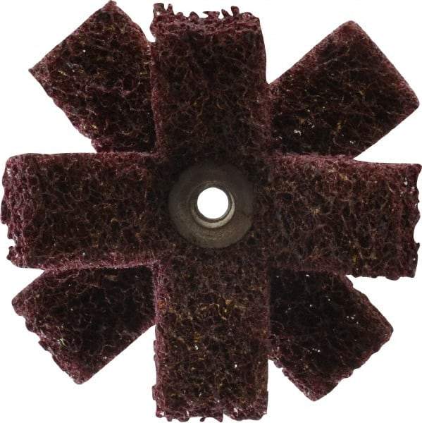 Merit Abrasives - 3" Diam Medium Density Cross Buff - 2 Plys, 1/4-20 Thread, Medium Grade, 8,000 Max RPM - Americas Industrial Supply