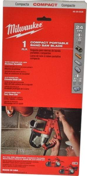 Milwaukee Tool - 2' 11-3/8" Long x 0.02" Thick, 24 Teeth per Inch, Portable Band Saw Blade - Bi-Metal Blade, High Speed Steel Teeth, Toothed Edge - Americas Industrial Supply