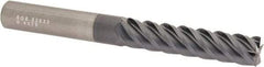 SGS - 7/16", 5 Flute, Single End, Solid Carbide, 0.015" Corner Radius End Mill - 4" OAL, 45° Helix, Right Hand Flute, 2" LOC, Right Hand Cut - Americas Industrial Supply