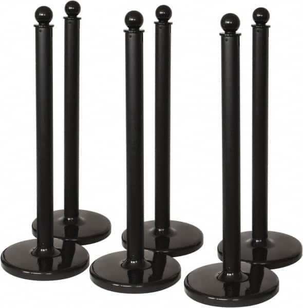 PRO-SAFE - 40" High, 2-1/2" Pole Diam, Warning Post - 14" Base Diam, Black Plastic Post - Americas Industrial Supply