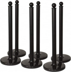 PRO-SAFE - 40" High, 2-1/2" Pole Diam, Warning Post - 14" Base Diam, Black Plastic Post - Americas Industrial Supply
