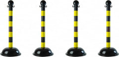 PRO-SAFE - 41" High, 2" Pole Diam, Warning Post - 16" Base Diam, Black & Yellow Plastic Post - Americas Industrial Supply