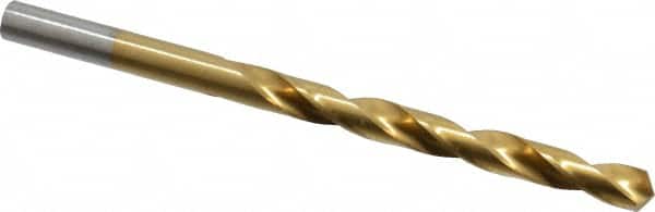 Hertel - Letter D 118° High Speed Steel Jobber Drill - TiN Finish, Right Hand Cut, Spiral Flute, Straight Shank, 4" OAL, Standard Point - Americas Industrial Supply