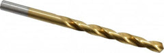 Hertel - Letter D 118° High Speed Steel Jobber Drill - TiN Finish, Right Hand Cut, Spiral Flute, Straight Shank, 4" OAL, Standard Point - Americas Industrial Supply
