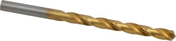Hertel - Letter G 118° High Speed Steel Jobber Drill - TiN Finish, Right Hand Cut, Spiral Flute, Straight Shank, 4-1/8" OAL, Standard Point - Americas Industrial Supply