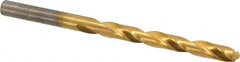 Hertel - Letter J 118° High Speed Steel Jobber Drill - TiN Finish, Right Hand Cut, Spiral Flute, Straight Shank, 4-1/8" OAL, Standard Point - Americas Industrial Supply
