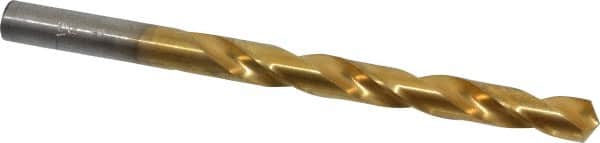Hertel - Letter R 118° High Speed Steel Jobber Drill - TiN Finish, Right Hand Cut, Spiral Flute, Straight Shank, 4-3/4" OAL, Standard Point - Americas Industrial Supply