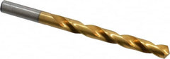 Hertel - Letter V 118° High Speed Steel Jobber Drill - TiN Finish, Right Hand Cut, Spiral Flute, Straight Shank, 5" OAL, Standard Point - Americas Industrial Supply
