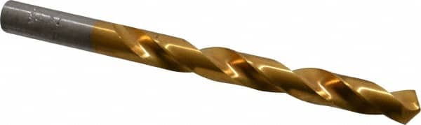 Hertel - Letter Z 118° High Speed Steel Jobber Drill - TiN Finish, Right Hand Cut, Spiral Flute, Straight Shank, 5-1/4" OAL, Standard Point - Americas Industrial Supply
