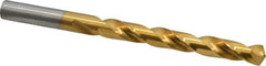 Hertel - 13/32" 135° High Speed Steel Jobber Drill - TiN Finish, Right Hand Cut, Spiral Flute, Straight Shank, 5-1/4" OAL, Split Point - Americas Industrial Supply