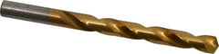 Hertel - 15/32" 135° High Speed Steel Jobber Drill - TiN Finish, Right Hand Cut, Spiral Flute, Straight Shank, 5-3/4" OAL, Split Point - Americas Industrial Supply