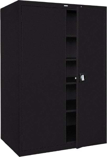 Sandusky Lee - 5 Shelf Locking Storage Cabinet - Steel, 46" Wide x 24" Deep x 72" High, Black - Americas Industrial Supply