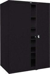 Sandusky Lee - 5 Shelf Locking Storage Cabinet - Steel, 46" Wide x 24" Deep x 72" High, Black - Americas Industrial Supply