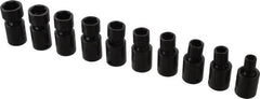 Proto - 10 Piece 3/8" Drive Standard Impact Socket Set - 6 Points, 8 to 17mm, Metric Measurement Standard - Americas Industrial Supply