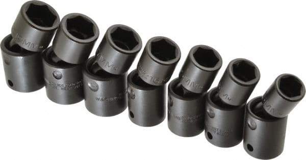 Proto - 7 Piece 1/2" Drive Standard Impact Socket Set - 6 Points, 13 to 19mm, Metric Measurement Standard - Americas Industrial Supply
