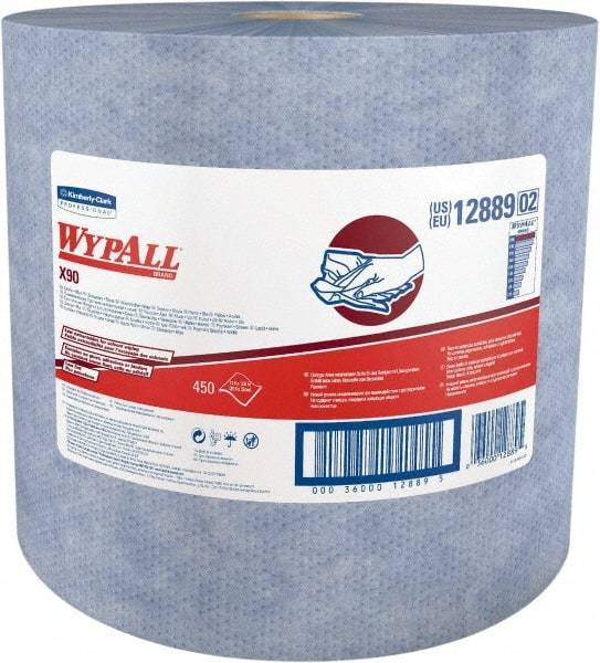 WypAll - X90 Dry Shop Towel/Industrial Wipes - Jumbo Roll, 13-3/8" x 11" Sheet Size, Blue - Americas Industrial Supply