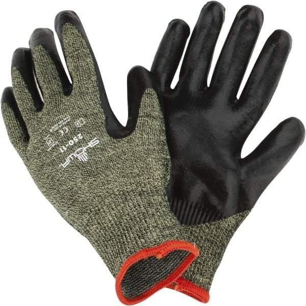 SHOWA - Size 2XL (11), ANSI Cut Lvl 4, Puncture Lvl 4, Abrasion Lvl 5, Nitrile Coated Cut Resistant Gloves - Palm & Fingers Coated, Kevlar/Stainless Steel Lining, Yellow/Black, Paired - Americas Industrial Supply