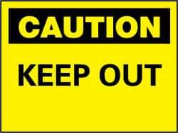 NMC - "Caution - Keep Out", 7" Long x 10" Wide, Pressure-Sensitive Vinyl Safety Sign - Rectangle, 0.004" Thick, Use for Accident Prevention - Americas Industrial Supply