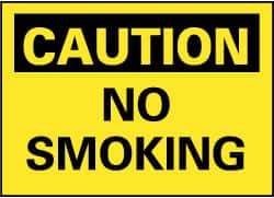 NMC - "Caution - No Smoking", 7" Long x 10" Wide, Pressure-Sensitive Vinyl Safety Sign - Rectangle, 0.004" Thick, Use for Accident Prevention - Americas Industrial Supply