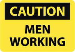 NMC - "Caution - Men Working", 10" Long x 14" Wide, Rigid Plastic Safety Sign - Rectangle, 0.05" Thick, Use for Accident Prevention - Americas Industrial Supply