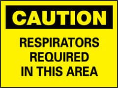 NMC - "Caution - Respirators Required in This Area", 7" Long x 10" Wide, Pressure-Sensitive Vinyl Safety Sign - Rectangle, 0.004" Thick, Use for Accident Prevention - Americas Industrial Supply