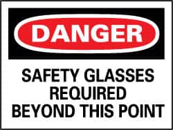 NMC - "Danger - Safety Shoes Required in This Area", 7" Long x 10" Wide, Rigid Plastic Safety Sign - Rectangle, 0.05" Thick, Use for Accident Prevention - Americas Industrial Supply