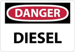 NMC - "Danger - Diesel", 10" Long x 14" Wide, Rigid Plastic Safety Sign - Rectangle, 0.05" Thick, Use for Hazardous Materials - Americas Industrial Supply