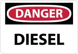 NMC - "Danger - Diesel", 10" Long x 14" Wide, Aluminum Safety Sign - Rectangle, 0.04" Thick, Use for Hazardous Materials - Americas Industrial Supply
