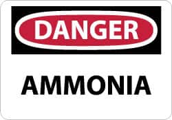 NMC - "Danger - Ammonia", 10" Long x 14" Wide, Rigid Plastic Safety Sign - Rectangle, 0.05" Thick, Use for Hazardous Materials - Americas Industrial Supply