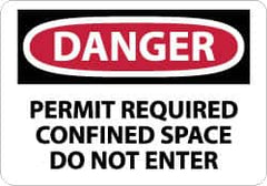 NMC - "Danger - Permit Required - Confined Space - Do Not Enter", 10" Long x 14" Wide, Aluminum Safety Sign - Rectangle, 0.04" Thick, Use for Accident Prevention - Americas Industrial Supply