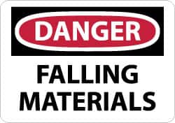 NMC - "Danger - Falling Materials", 14" Long x 20" Wide, Aluminum Safety Sign - Rectangle, 0.04" Thick, Use for Accident Prevention - Americas Industrial Supply