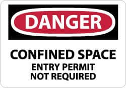 NMC - "Danger - Confined Space - Entry Permit Not Required", 10" Long x 14" Wide, Pressure-Sensitive Vinyl Safety Sign - Rectangle, 0.004" Thick, Use for Accident Prevention - Americas Industrial Supply