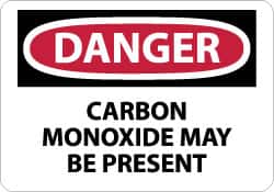 NMC - "Danger - Carbon Monoxide May Be Present", 7" Long x 10" Wide, Rigid Plastic Safety Sign - Rectangle, 0.05" Thick, Use for Hazardous Materials - Americas Industrial Supply