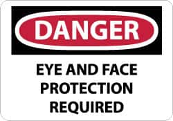 NMC - "Danger - Eye and Face Protection Required", 10" Long x 14" Wide, Pressure-Sensitive Vinyl Safety Sign - Rectangle, 0.004" Thick, Use for Accident Prevention - Americas Industrial Supply