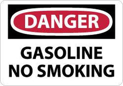 NMC - "Danger - Gasoline - No Smoking", 10" Long x 14" Wide, Aluminum Safety Sign - Rectangle, 0.04" Thick, Use for Accident Prevention - Americas Industrial Supply