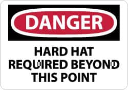 NMC - "Danger - Hard Hat Required Beyond This Point", 10" Long x 14" Wide, Aluminum Safety Sign - Rectangle, 0.04" Thick, Use for Accident Prevention - Americas Industrial Supply