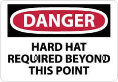 NMC - "Danger - Hard Hat Required Beyond This Point", 10" Long x 14" Wide, Aluminum Safety Sign - Rectangle, 0.04" Thick, Use for Accident Prevention - Americas Industrial Supply