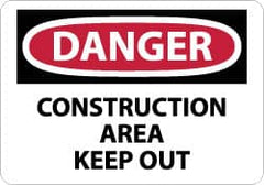 NMC - "Danger - Construction Area - Keep Out", 7" Long x 10" Wide, Rigid Plastic Safety Sign - Rectangle, 0.05" Thick, Use for Security & Admittance - Americas Industrial Supply