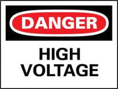 NMC - "Danger - High Voltage", 14" Long x 20" Wide, Rigid Plastic Safety Sign - Rectangle, 0.05" Thick, Use for Accident Prevention - Americas Industrial Supply