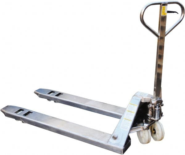 Vestil - 5,500 Lb Capacity, 7-3/4" Lift Stainless Steel Pallet Truck - 2-7/8" Min Lift Height, 48" Fork Length x 27" Fork Width, 27" Overall Width - Americas Industrial Supply